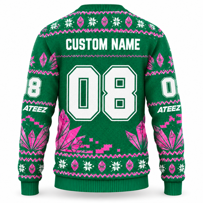 ATEEZ Golden Hour Part 5 Custom Name Ugly Christmas Sweater, Personalized ATINY Holiday Gift