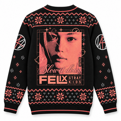 Felix Slow It Down Ugly Christmas Sweater, Stray Kids Holiday Gift for STAY Fans