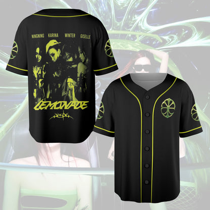 Retro Aespa Lemonade Baseball Jersey, Aespa Inspired Kpop Fan Jersey, Vintage Concert Outfit, Summer Tour Gift For Fans