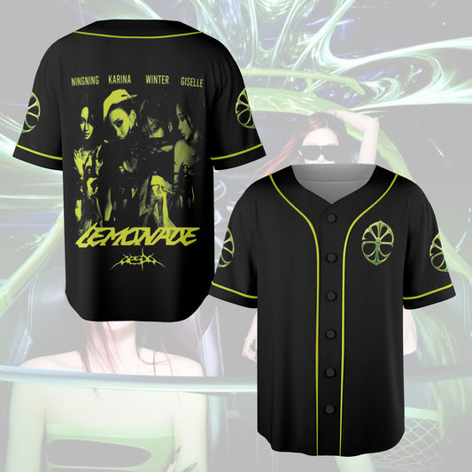 Retro Aespa Lemonade Baseball Jersey, Aespa Inspired Kpop Fan Jersey, Vintage Concert Outfit, Summer Tour Gift For Fans