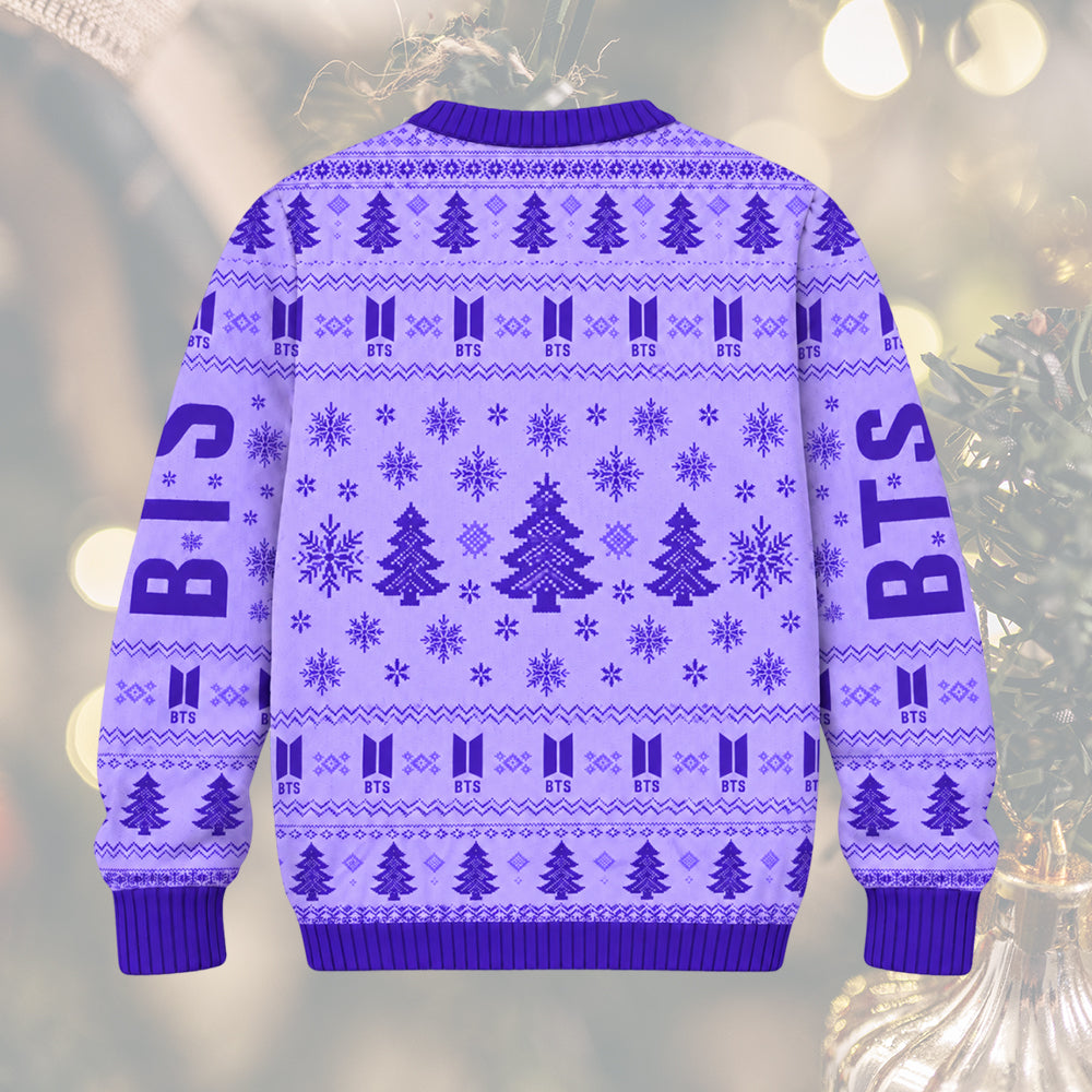 BTS Purple Christmas Ugly Sweater 2026, OT7 Urlaubspullover, Weihnachtsgeschenk für ARMY-Fans