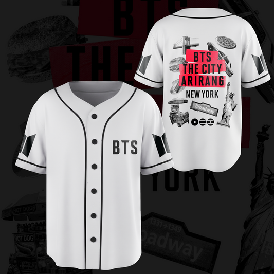 Retro BTS The City New York Arirang Baseball Jersey Gifts For Fans