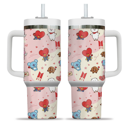 BTS BT21 Valentine Gift, Cute 40oz Tumbler For Lovers & Fans