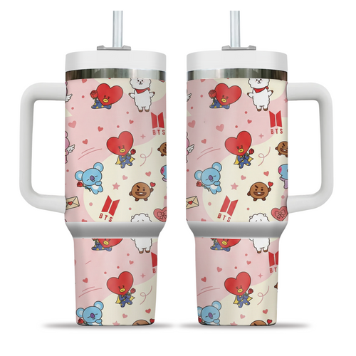 BTS BT21 Valentine Gift, Cute 40oz Tumbler For Lovers & Fans