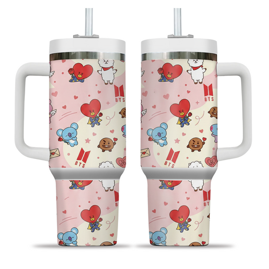 BTS BT21 Valentine Gift, Cute 40oz Tumbler For Lovers & Fans