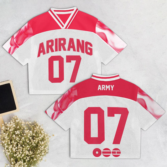 BTS Arirang Mesh Football Jersey – K-Pop Army Fan Shirt, World Tour Edition