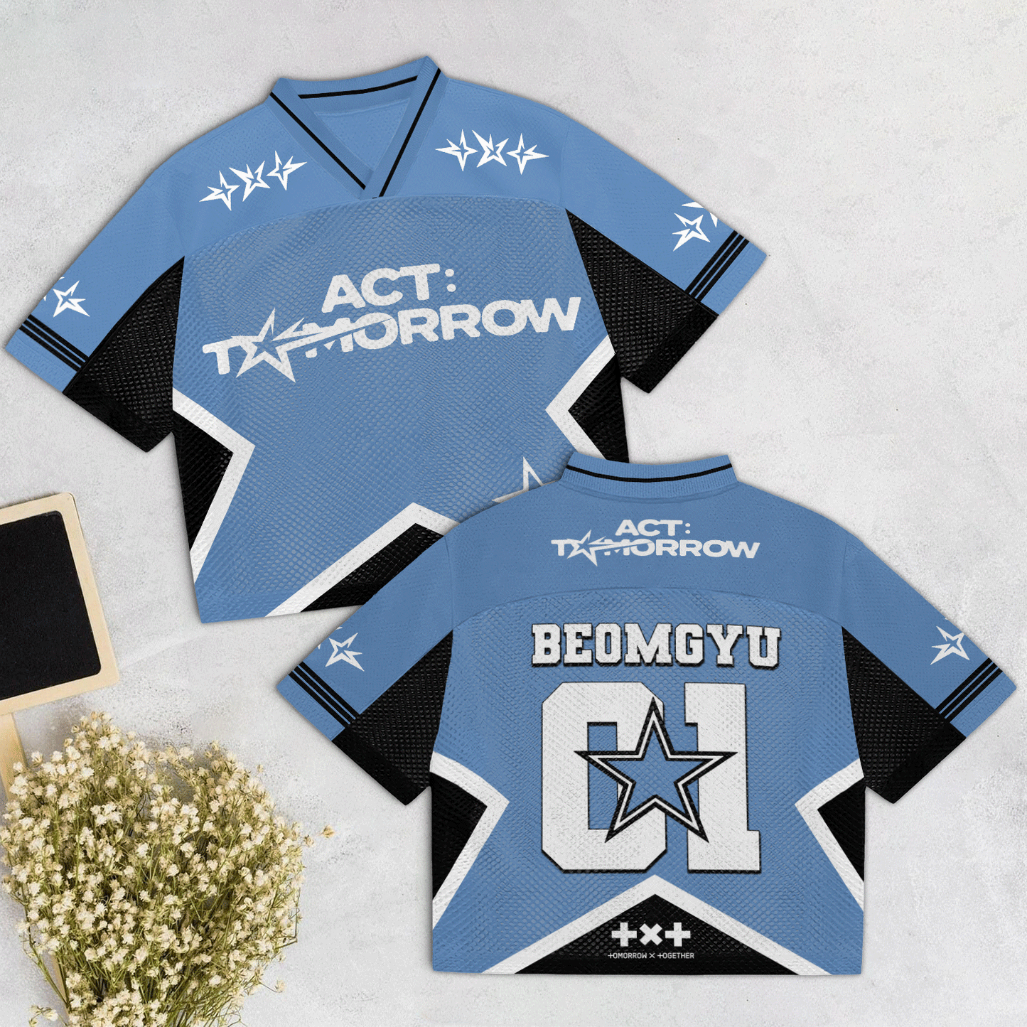 2025 World Tour ACT:TOMORROW Mixed Mesh Jersey Football Ver Black Light Blue