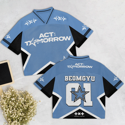 2025 World Tour ACT:TOMORROW Mixed Mesh Jersey Football Ver Black Light Blue