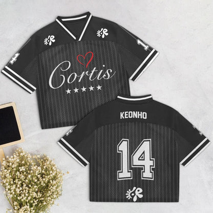 I Love U Cortis Member Mixed Mesh Jersey Football, Cortis Gift For Fans