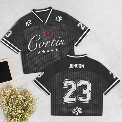 I Love U Cortis Member Mixed Mesh Jersey Football, Cortis Gift For Fans