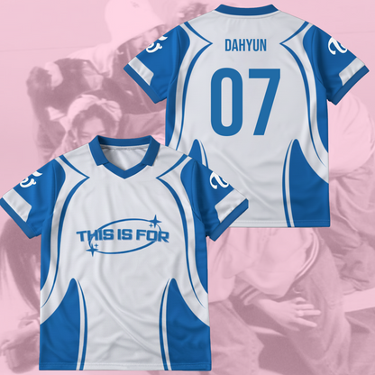 Twice This Is For Dynamic Blue White Winged Neck Baseball Shirt