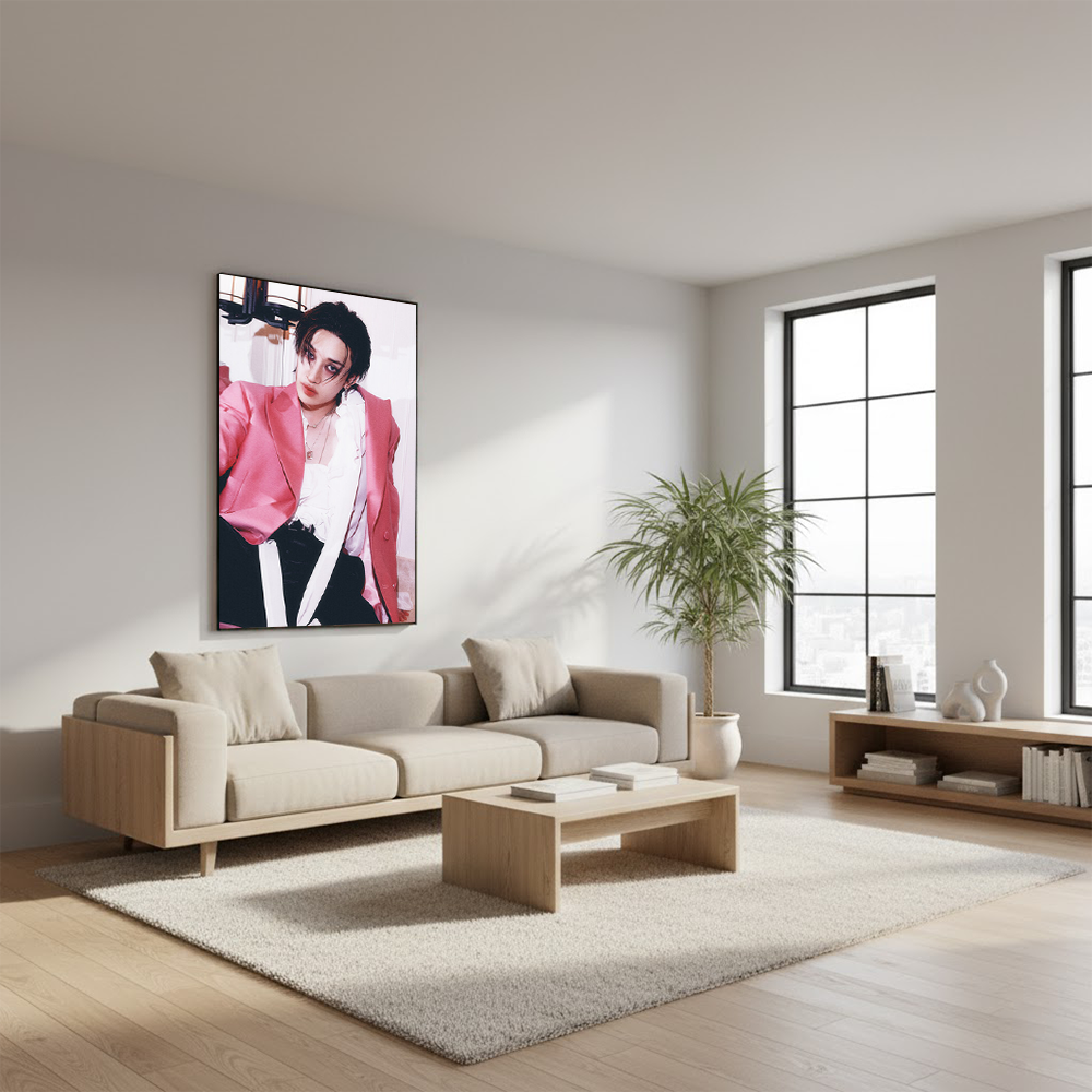 Bang Chan DO IT Album Canvas – Stray Kids Leader K-Pop Wall Art, Aesthetic Pink Outfit Photo, Gift for STAY