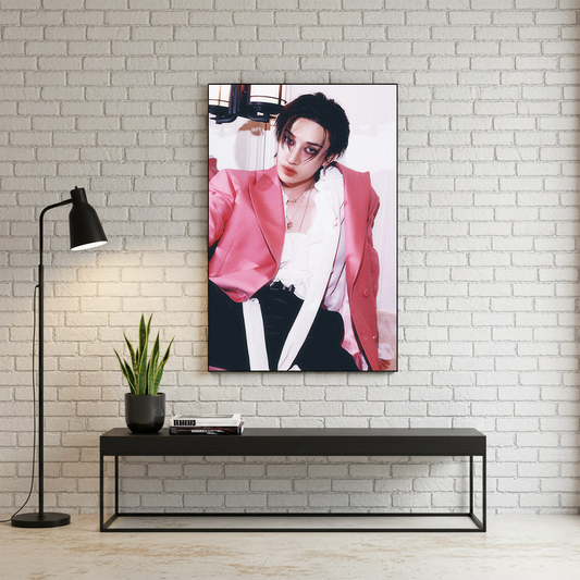 Bang Chan DO IT Album Canvas – Stray Kids Leader K-Pop Wall Art, Aesthetic Pink Outfit Photo, Gift for STAY