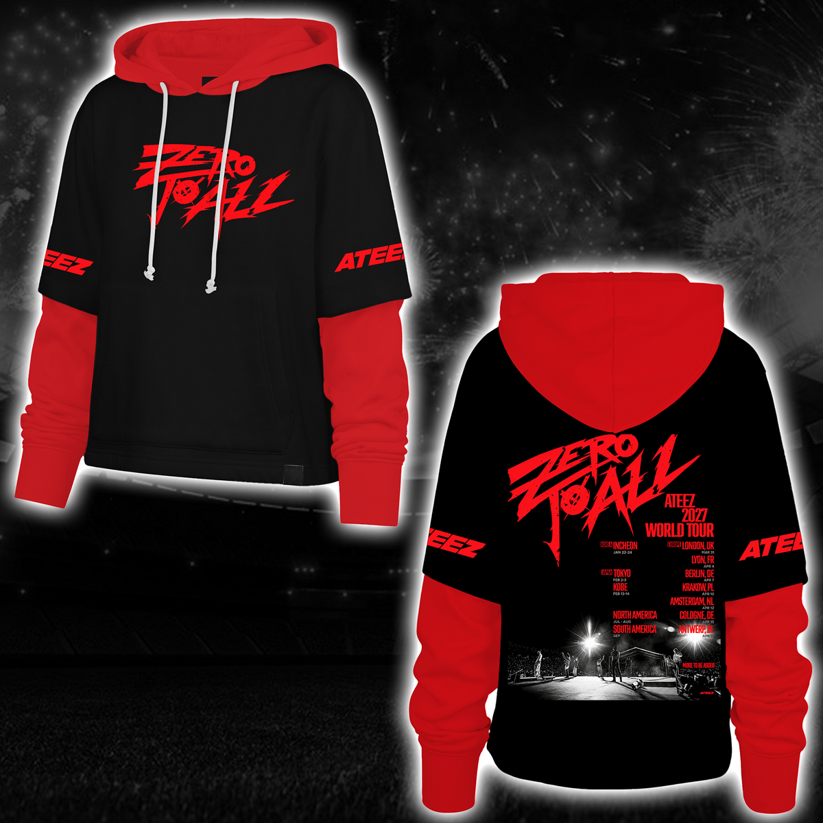 Dynamic ATEEZ 2027 World Tour Zero To All Shortstop Hoodie For Atiny