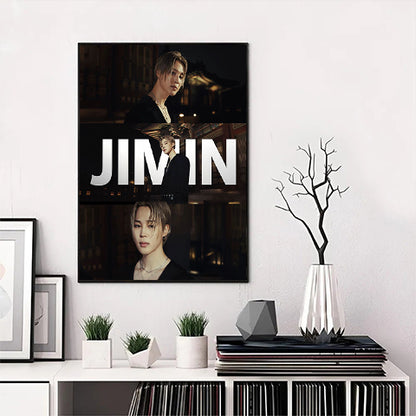 BTS Jimin Aesthetic Collage Canvas Wall Art, Kpop Poster Decor, Park Jimin Gift for Army Fans
