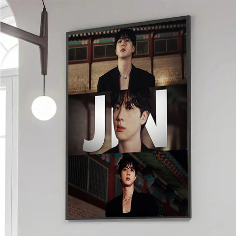 BTS Jin Aesthetic Collage Canvas Wall Art, Kpop Poster Decor, Kim Seokjin Room Decor, BTS ARMY Gift, Korean Idol Wall Art