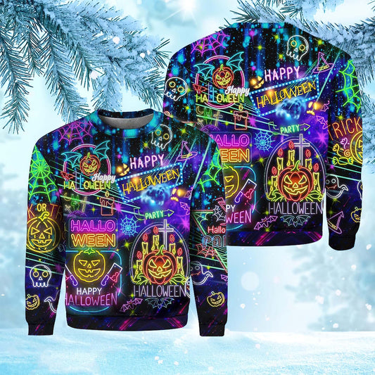 WAVESTEEᵀᴹ Neon Halloween Night Life Party Ugly Sweater