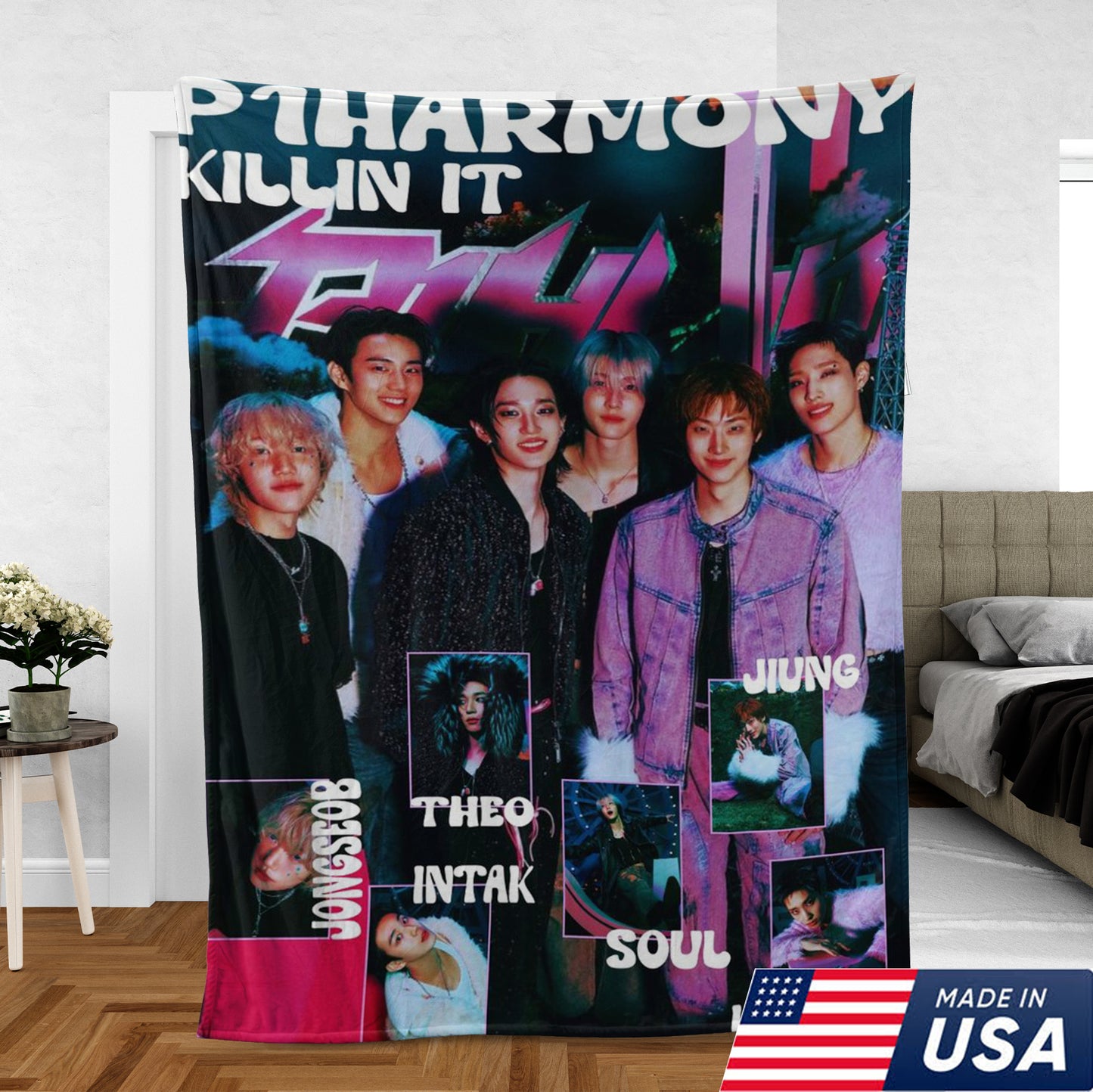 WAVESTEEᵀᴹ Kpop P1Harmony Fleece Blanket – Killin It Design, Soft & Stylish Fan Gift