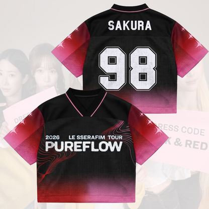 Le Sserafim Pure FLow World Tour Mixed Mesh Jersey Gift For Fans