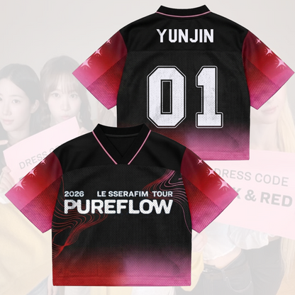 Le Sserafim Pure FLow World Tour Mixed Mesh Jersey Gift For Fans