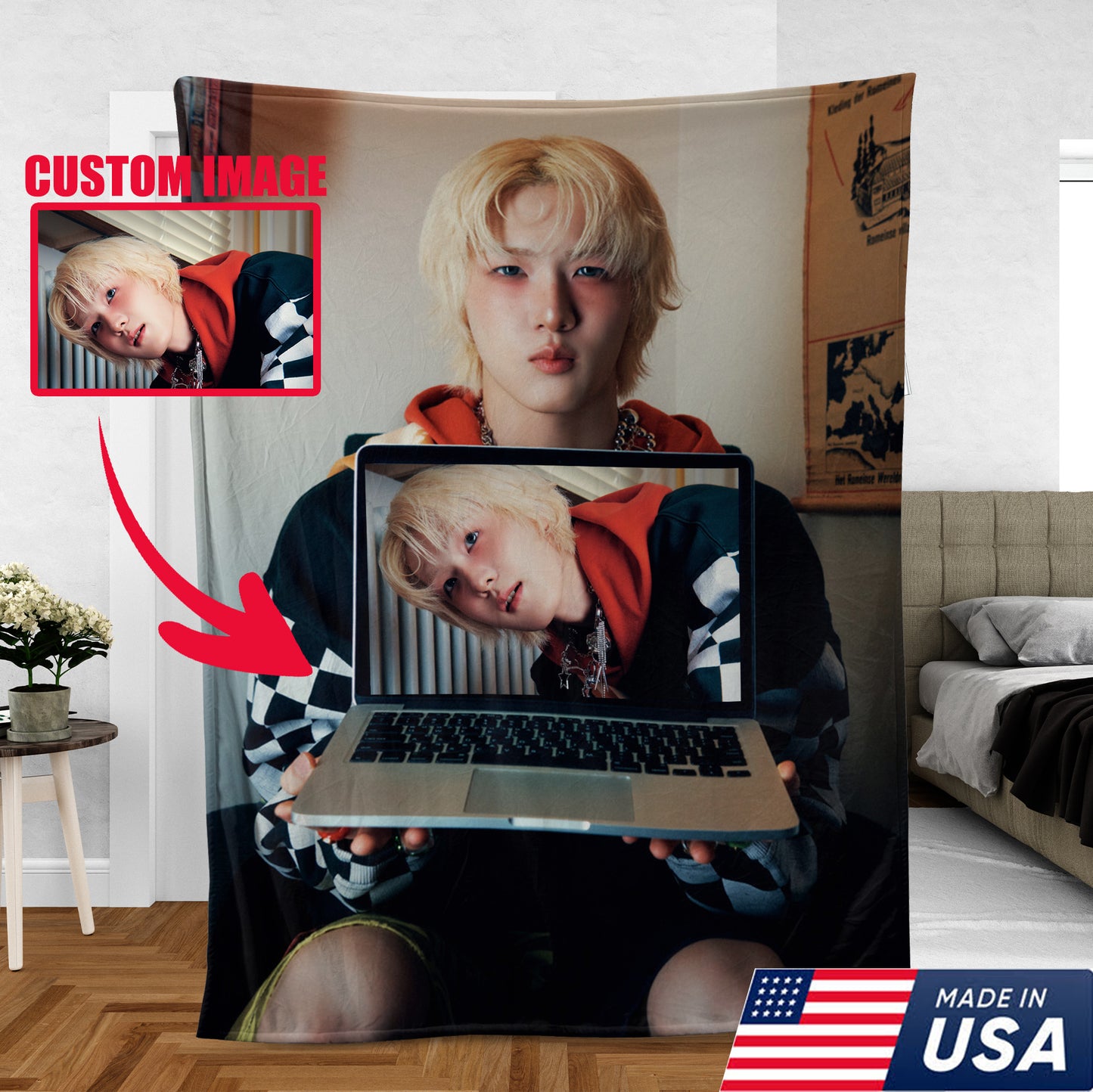 WAVESTEEᵀᴹ Soul P1Harmony Custom Kpop Blanket, Personalized Photo Throw Blanket Gift for Fans