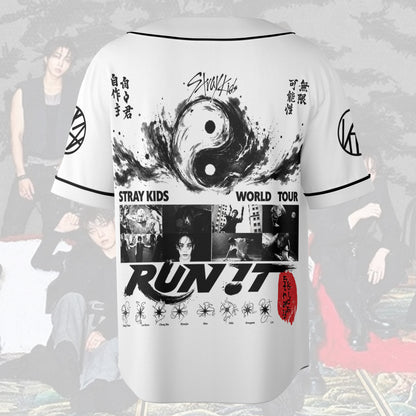Stray Kids Run It World Tour Baseball Jersey, Retro Kpop Concert Jersey For STAY