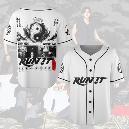 Stray Kids Run It World Tour Baseball Jersey, Retro Kpop Concert Jersey For STAY