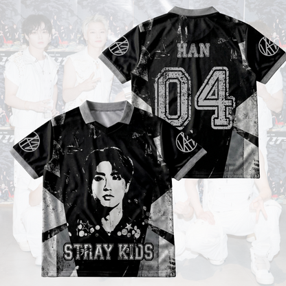Stray Kids Distressed Dark Grunge Winged Neck Baseball Shirt  K-Pop Streetwear Merch Gift For Stay