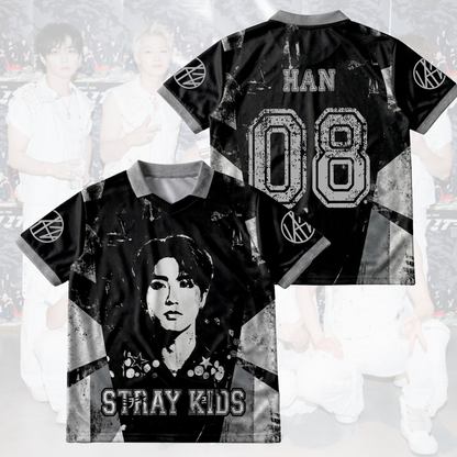 Stray Kids Distressed Dark Grunge Winged Neck Baseball Shirt  K-Pop Streetwear Merch Gift For Stay