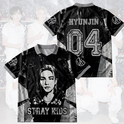 Stray Kids Distressed Dark Grunge Winged Neck Baseball Shirt  K-Pop Streetwear Merch Gift For Stay