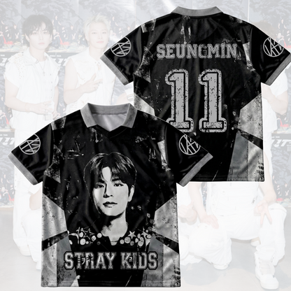Stray Kids Distressed Dark Grunge Winged Neck Baseball Shirt  K-Pop Streetwear Merch Gift For Stay