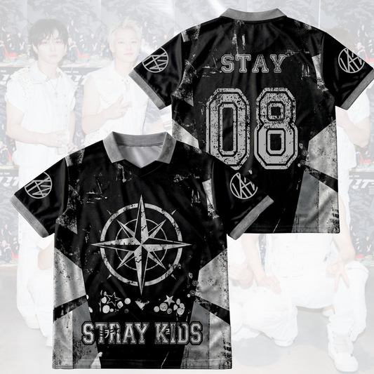 Stray Kids Distressed Dark Grunge Winged Neck Baseball Shirt  K-Pop Streetwear Merch Gift For Stay
