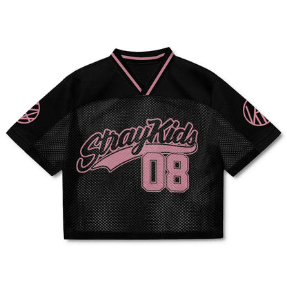 Stray Kids Black Mesh Jersey, DOIT 08 Kpop Streetwear Shirt