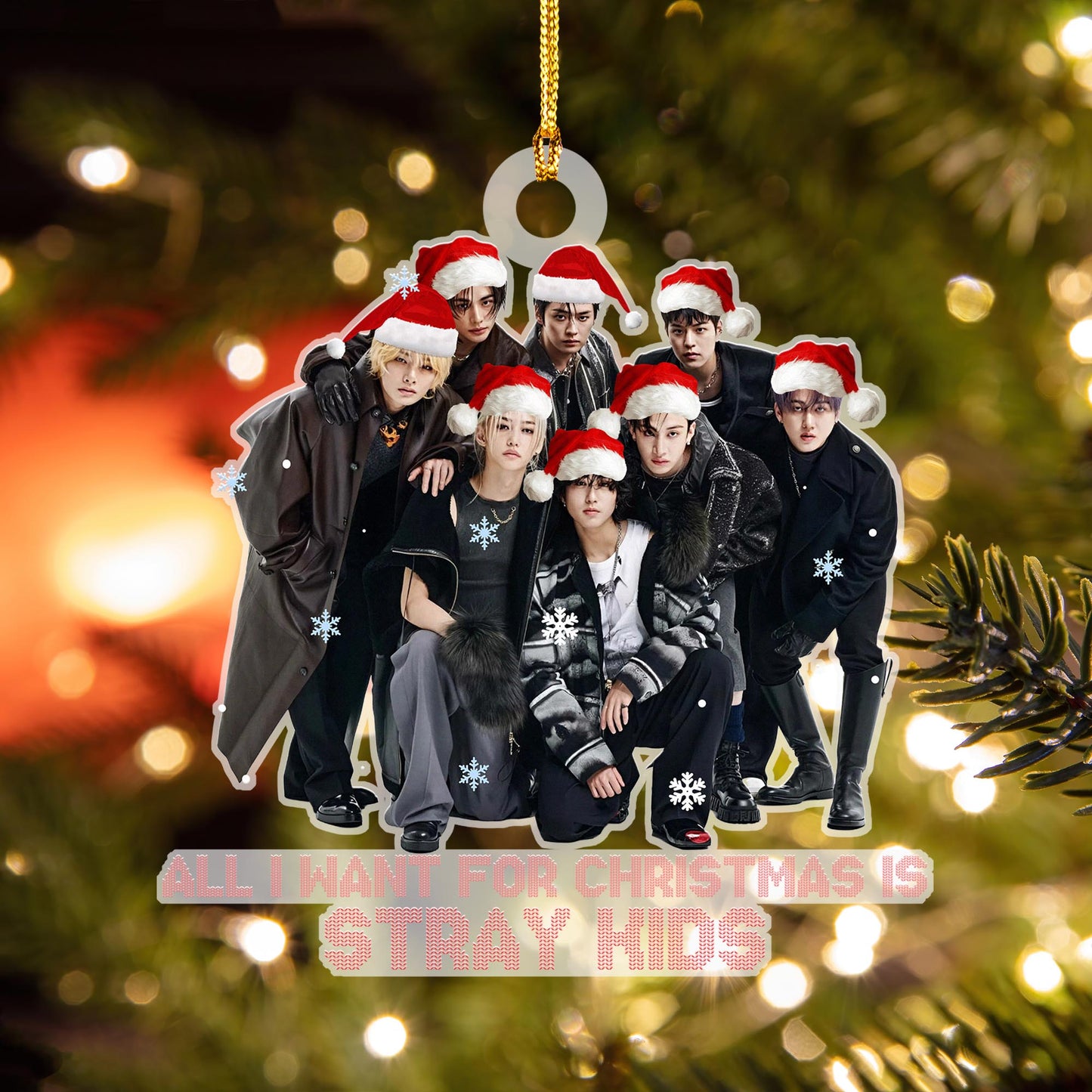 WAVESTEEᵀᴹ All I Want For Christmas Stray Kids Acrylic Ornament