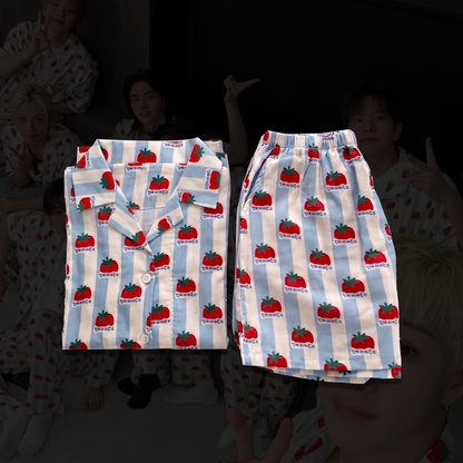 Cute Stray Kids Tomato Striped Pajamas SKZ Matching Lounge Set Gift For Stay