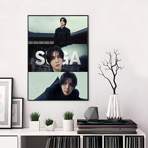 BTS Suga Aesthetic Collage Canvas Wall Art, Kpop Poster Decor, Min Yoongi Room Decor, BTS ARMY Gift, Korean Idol Wall Art