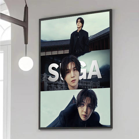 BTS Suga Aesthetic Collage Canvas Wall Art, Kpop Poster Decor, Min Yoongi Room Decor, BTS ARMY Gift, Korean Idol Wall Art