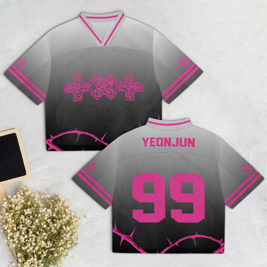 TXT New Album 7th Anniversary Mixed Mesh Jersey, Kpop Fan Baseball Style Shirt, Breathable Streetwear Gift for MOA