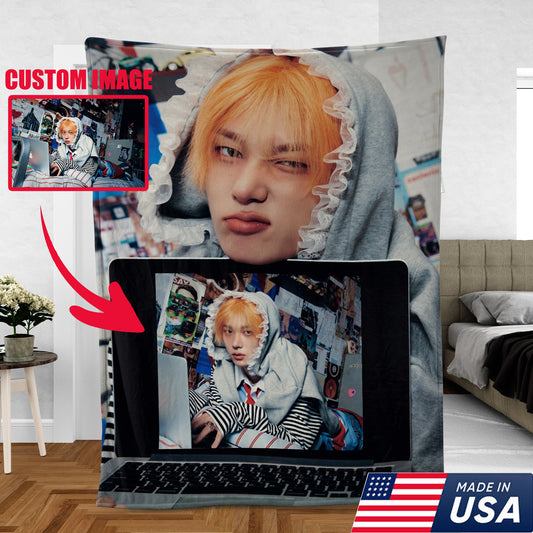 WAVESTEEᵀᴹ Theo P1Harmony Custom Kpop Blanket, Personalized Photo Throw Blanket Gift for Fans
