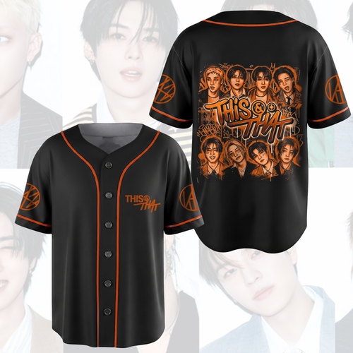 Stray Kids This That Album Baseball Jersey Orange Graffiti Fan Art Streetwear Gifts For Stay