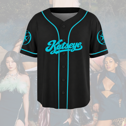Katseye The Wildworld Tour Cyberpunk Neon Teal Baseball Jersey Gift for Fans