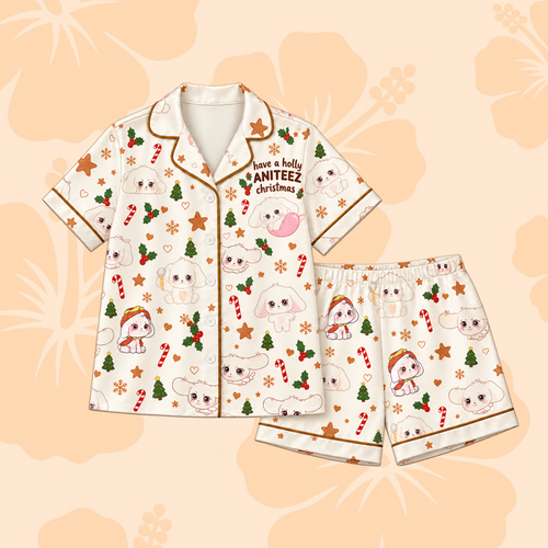 Cozy Have A Holly ANITEEZ Christmas ATEEZ Club Wooyoung Woofang Mascot Ugly Christmas Pajama Set For Atiny