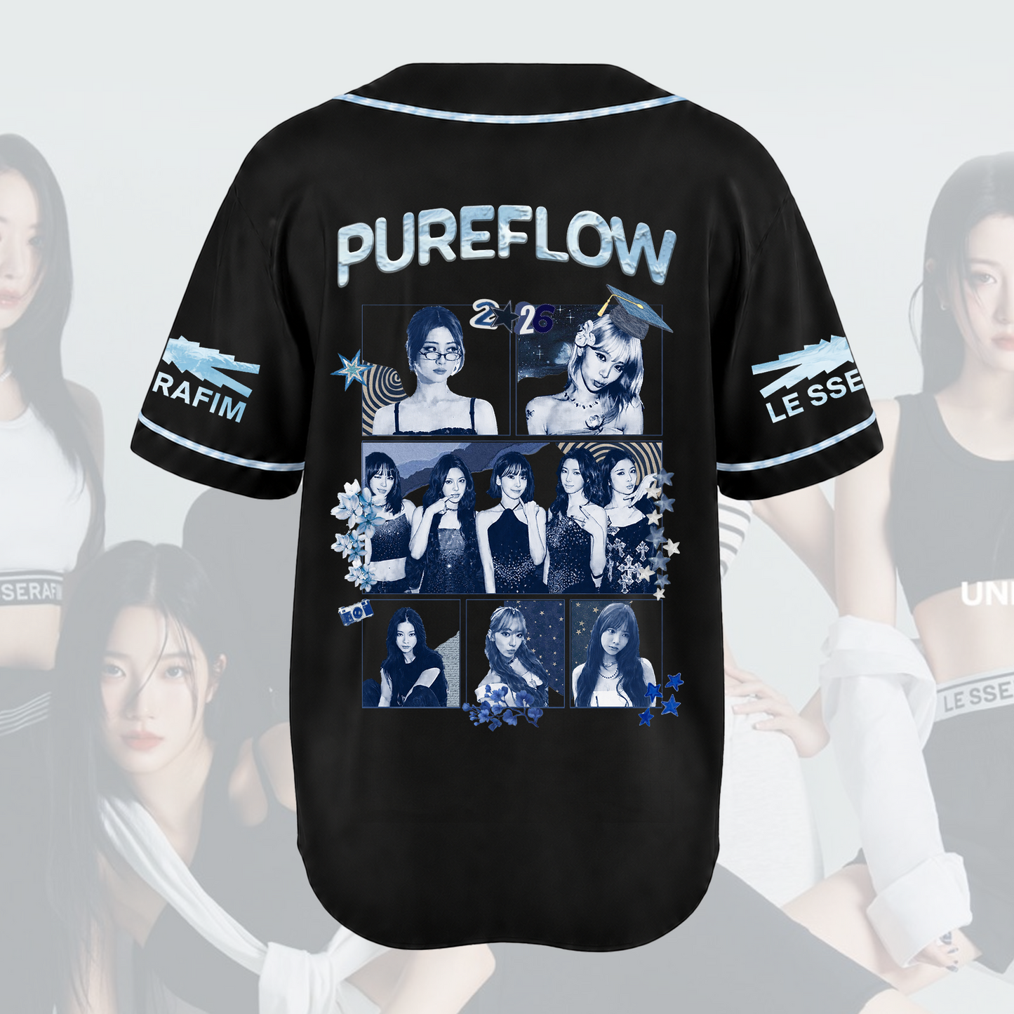 Liquid  Pureflow Le Sserafim World Tour Baseball Jersey Gift For Fans