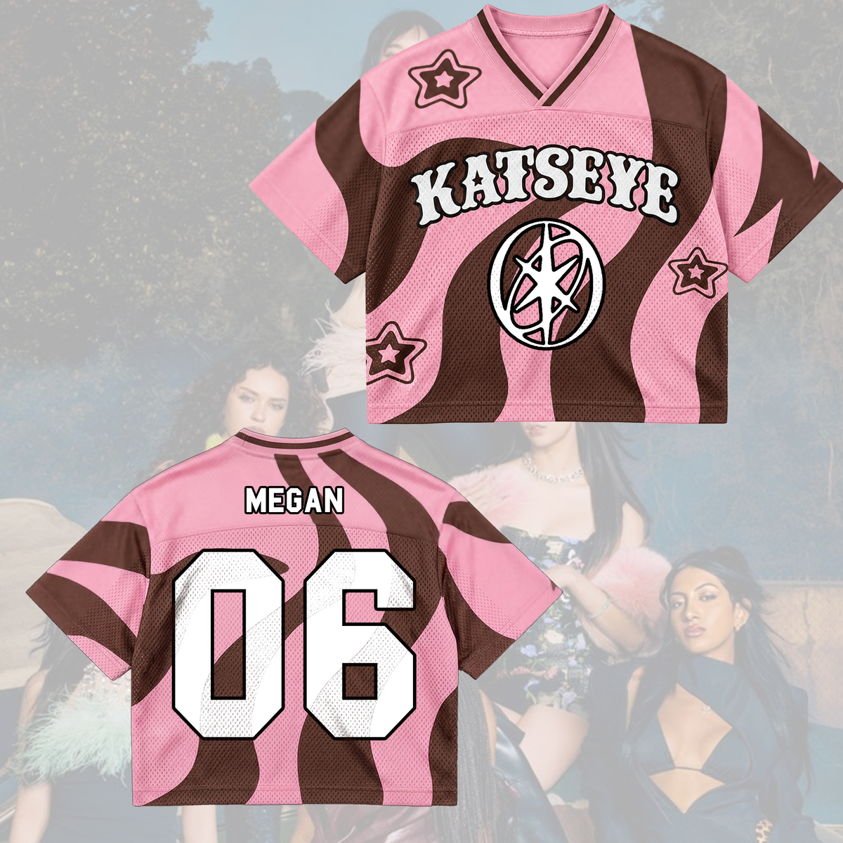 KATSEYE The Wildworld Tour Candy Pink Brown Swirl Wavy Mixed Mesh Jersey Fan Gifts