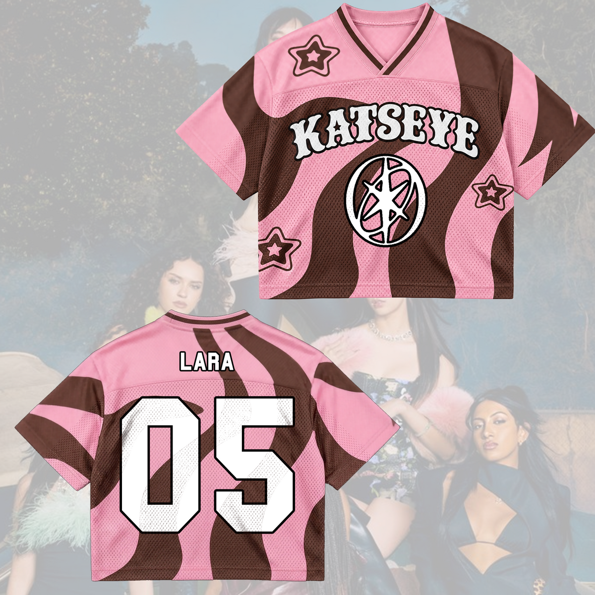 KATSEYE The Wildworld Tour Candy Pink Brown Swirl Wavy Mixed Mesh Jersey Fan Gifts