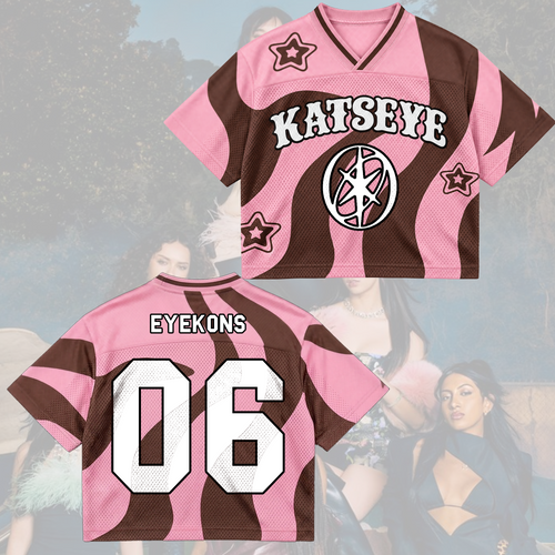 KATSEYE The Wildworld Tour Candy Pink Brown Swirl Wavy Mixed Mesh Jersey Fan Gifts