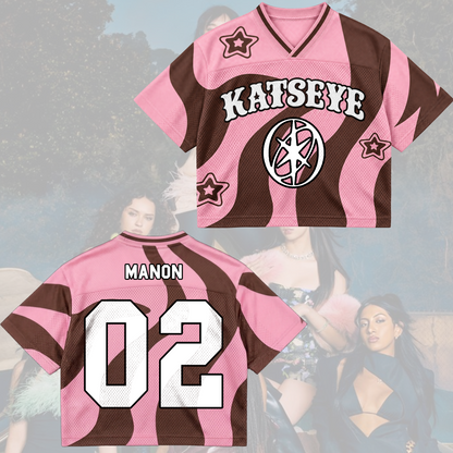 KATSEYE The Wildworld Tour Candy Pink Brown Swirl Wavy Mixed Mesh Jersey Fan Gifts