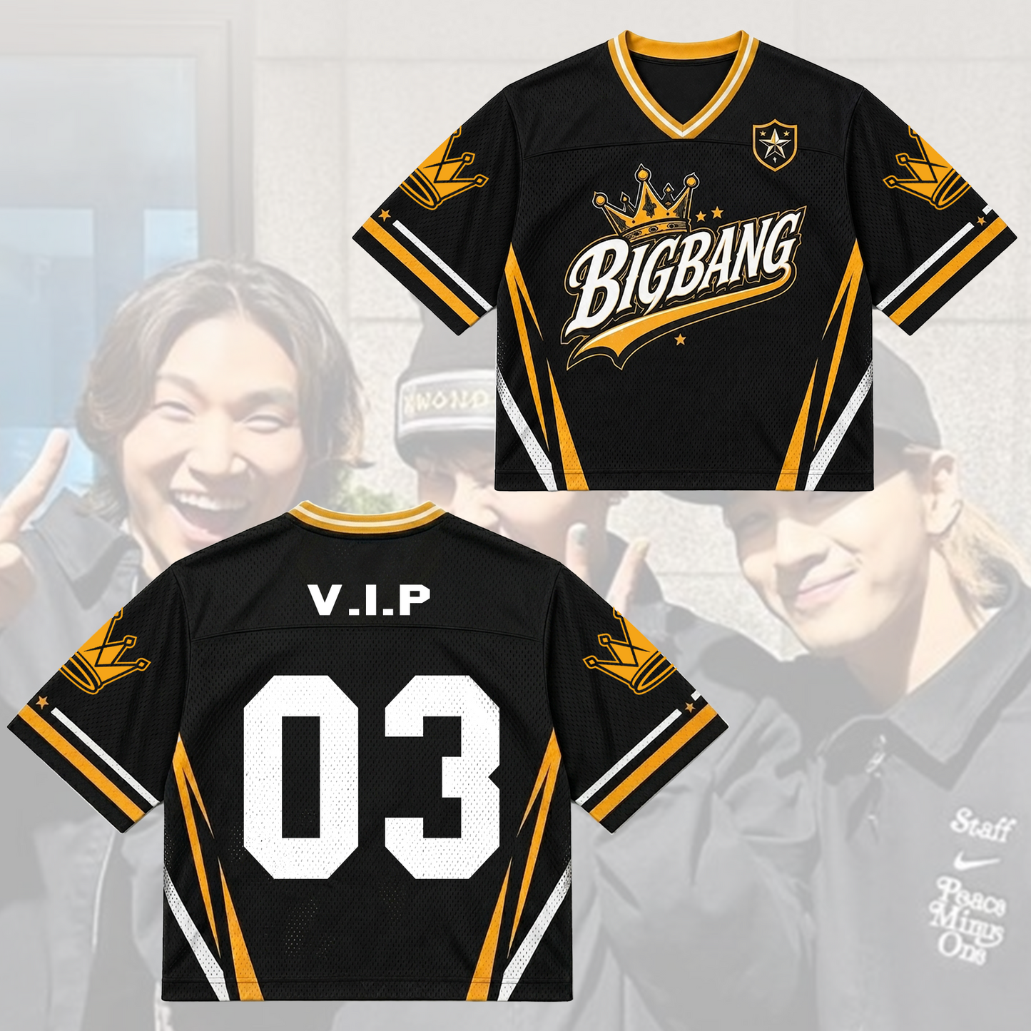 BIGBANG Crown Yellow Mixed Mesh Jersey Cosmos Tour Gift For Fans