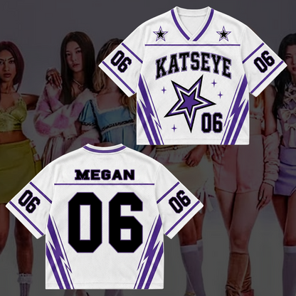 Sporty Purple KATSEYE Mixed Mesh Jersey Wild Tour Outfit Gift For Fans