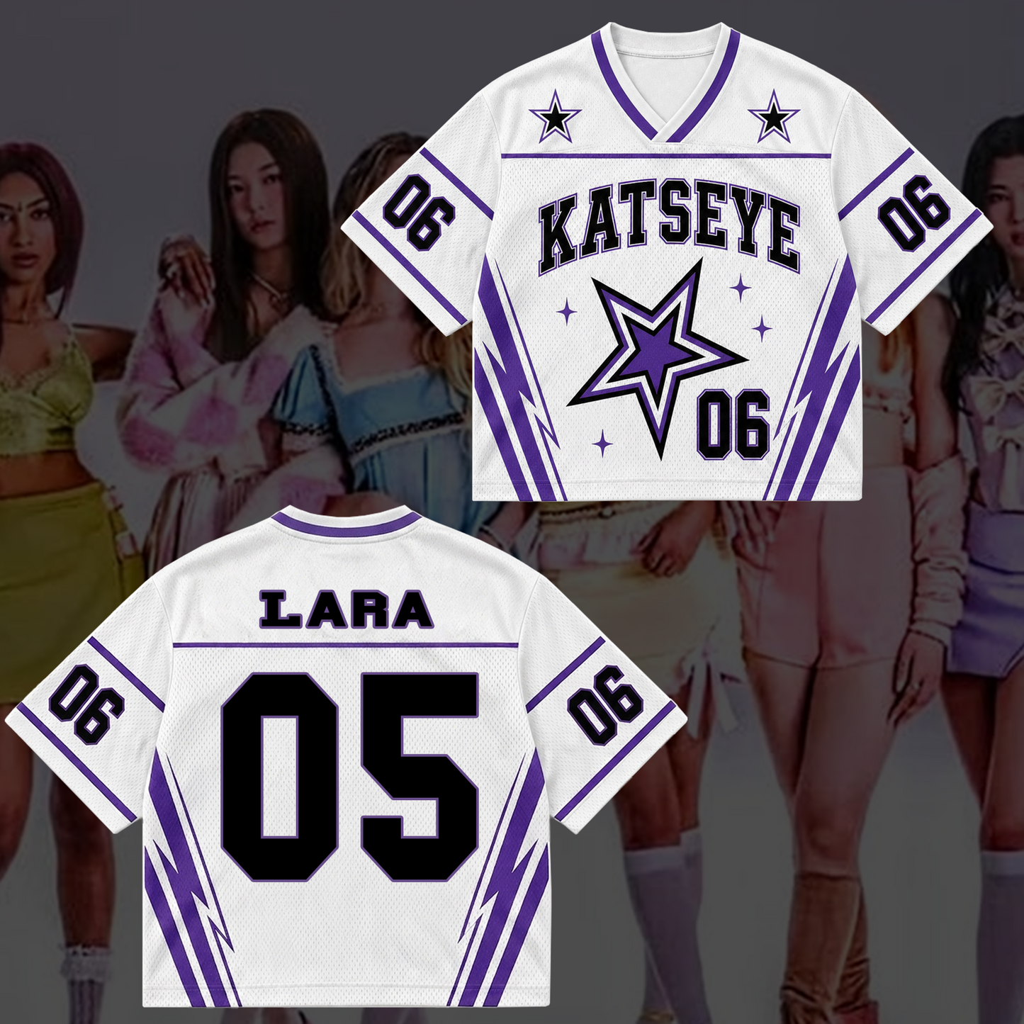 Sporty Purple KATSEYE Mixed Mesh Jersey Wild Tour Outfit Gift For Fans